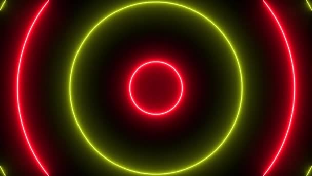 Abstract background with circle shapes neon light animation. — 비디오