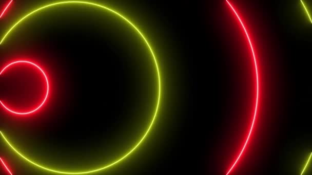 Abstract background with circle shapes neon light animation. — Stock Video