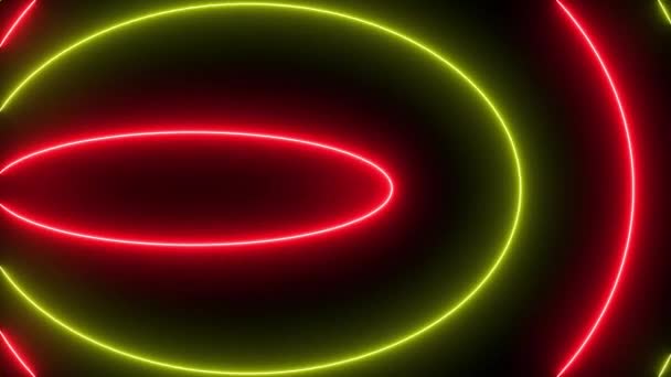 Çember şekilli soyut arkaplan neon ışıklı animasyon. — Stok video