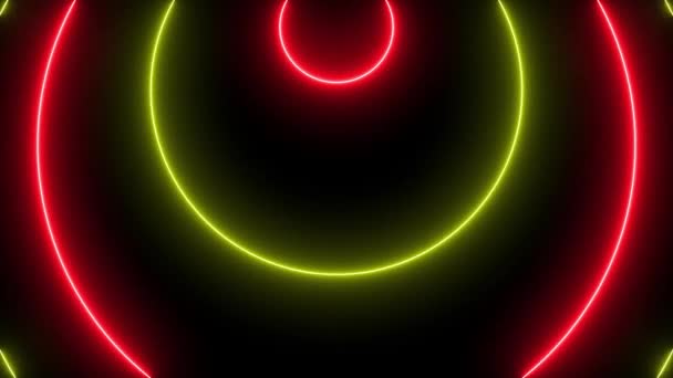 Abstract background with circle shapes neon light animation. — 비디오