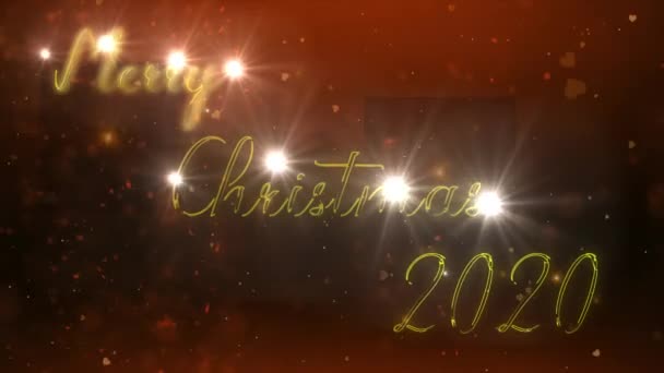 Feliz Navidad fondo con texto de iluminación elegante de oro . — Vídeo de stock