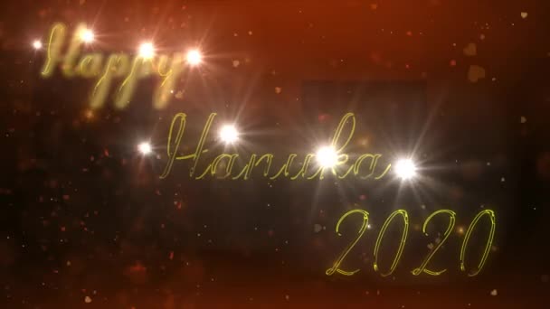 Fondo Hanuka feliz con texto de iluminación elegante dorado . — Vídeo de stock