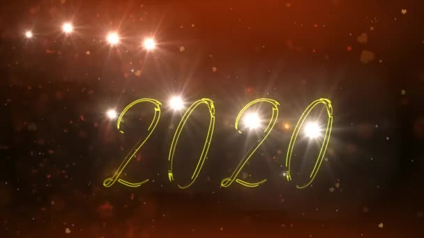 快乐的新年2020前夕背景音乐与金色优雅的照明文字. — 图库视频影像