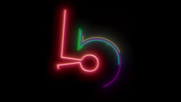 Abstrakt bakgrund med nummer 5 neon ljus animation. — Stockvideo