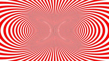 Hypnotic psychedelic illusion background with red stripes.