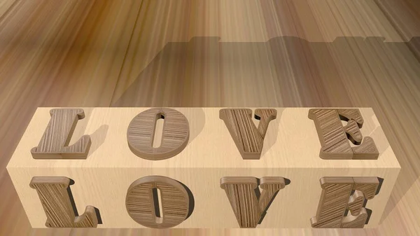 Buchstabenliebe mit 3D-Formen auf schönem Hintergrund. — Stockfoto