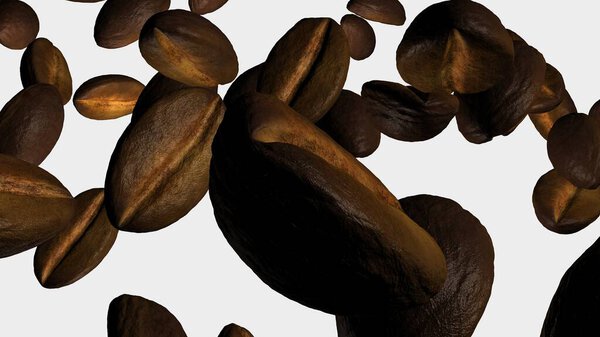 Roasted coffee beans background with copy space for text and advertisements.