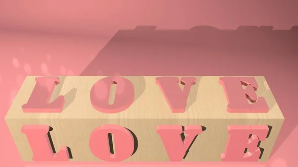 Letter Love Shapes Beautiful Background Rendered Pink Letter Love Wooden — Stock Photo, Image