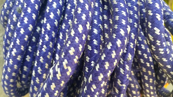 Closeup Bright Color Braided Plastic Ropes Hanks Coil Bright Colored — Stock Photo, Image