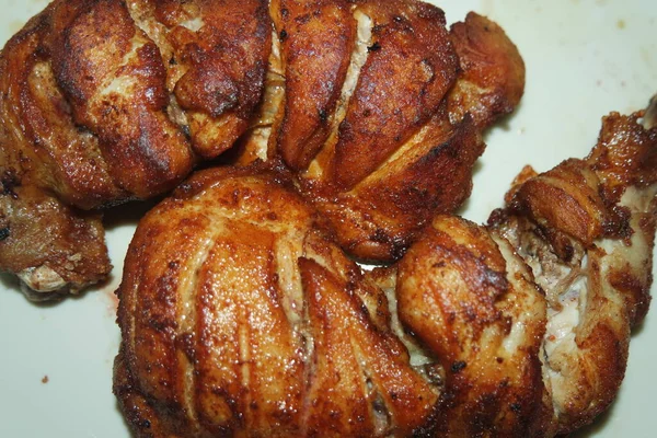 Morceaux Poulet Grillés Frits Avec Des Épices Marinées Dessus Savoureux — Photo