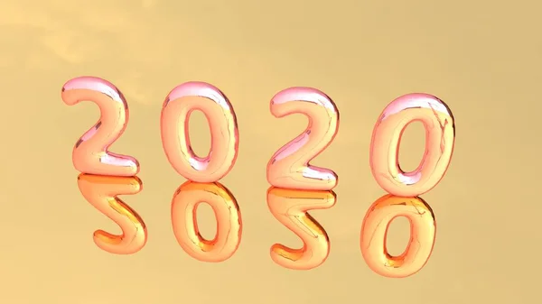 Γράμμα 2020 Σχήματα Ένα Όμορφο Φόντο Αποδιδμένο Γυαλιστερό Γράμμα 2020 — Φωτογραφία Αρχείου