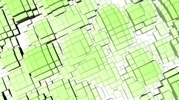 波状の形の背景に浮かぶ明るいカラフルでダイナミックで光沢のある固体正方形 カラフルな波状の正方形の3Dレンダリングされた背景 — ストック写真