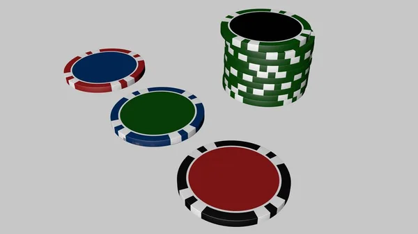 Набор Фишек Покера Разных Цветов Композиции Белом Фоне — стоковое фото
