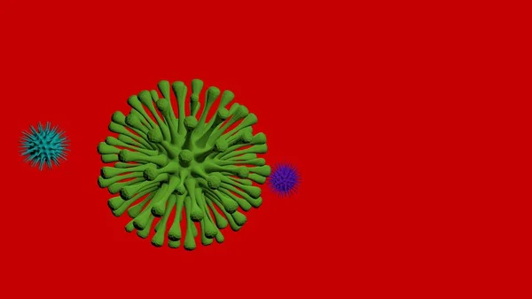 一个病毒粒子的3D图像 在具有文本复制空间的清晰背景下关闭病毒结构 — 图库照片