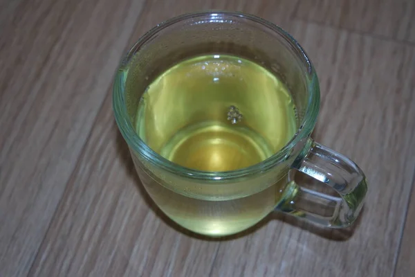 Скляна Чашка Заварювала Ароматний Зелений Чай Або Кахаву Або Кахаву — стокове фото