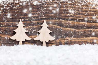 Kopya alanı ile ahşap arka plan christmas dekorasyon