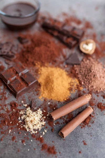 ダーク チョコレート ココア porwder — ストック写真