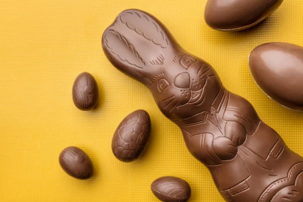 Läcker Påsk Semester Choklad Kanin Ägg Och Sötsaker — Stockfoto