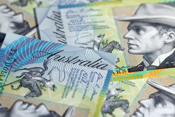 Νόμισμα Της Αυστραλίας Δέκα Δολάρια Νομοσχέδιο Ένα Σωρό Επιλεκτική Εστίαση — Φωτογραφία Αρχείου
