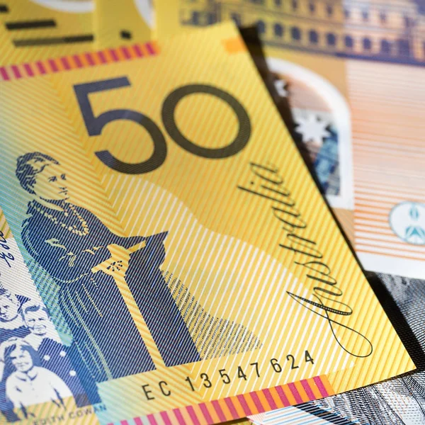 Pięćdziesiąt Dolarów Australijskich Formacie Kwadratowym — Zdjęcie stockowe