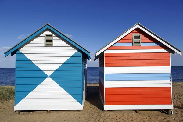 Δύο Brighton Beach Huts Στη Μελβούρνη Αυστραλία — Φωτογραφία Αρχείου
