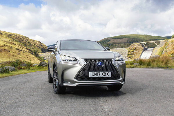 Llyn Brianne, Wales, UK: September 17, 2017: A new Lexus NX 300h F-Sport crossover hybrid car parked in a rural location in Wales.