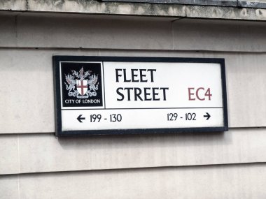 Londra, İngiltere: 26 Temmuz 2016: City of London, Fleet Sokağı ile sokak işareti. O Batı Doğuya doğru Temple Bar City Westminster Ludgate sirke ile sınır, ishal.