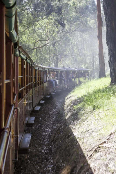 멜버른 2015 빌리는 역사적인 6에서 멜버른 산맥에서 승객은 기차에 있습니다 — 스톡 사진