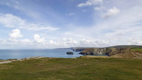 Cornwall landscape with ocean views and blue sky