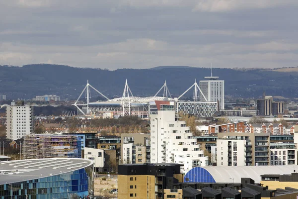Cardiff Reino Unido Marzo 2016 Cityscape Cardiff Incluyó Millennium Stadium — Foto de Stock