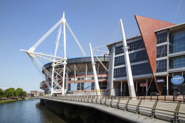 Cardiff, UK: May 24, 2016: The Principality Stadium was formerly known as the Millennium Stadium but changed its name in 2016 for sponsorship purposes. It is the national stadium of Wales clipart