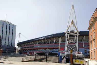 Cardiff, UK: May 24, 2016: The Principality Stadium was formerly known as the Millennium Stadium but changed its name in 2016 for sponsorship purposes. It is the national stadium of Wales clipart