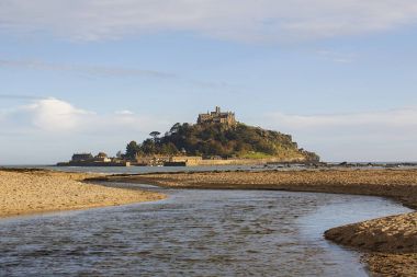 St Michael's Mount Cornwall. Adanın sadece, çürük bir causeway tarafından erişilen.