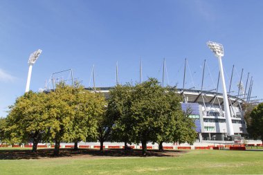 Melbourne, Avustralya: 09 Nisan 2018: Melbourne Kriket Mcg üzerinde 100.000 oturma kapasitesi olarak sadece bilinen. Bu Yarra nieumiem yer almaktadır 