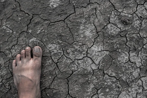 Pies de fondo en el suelo que tienen que soportar la sequía . — Foto de Stock