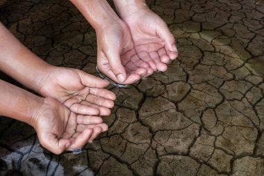 Kurak topraklarda çocukların elleri.