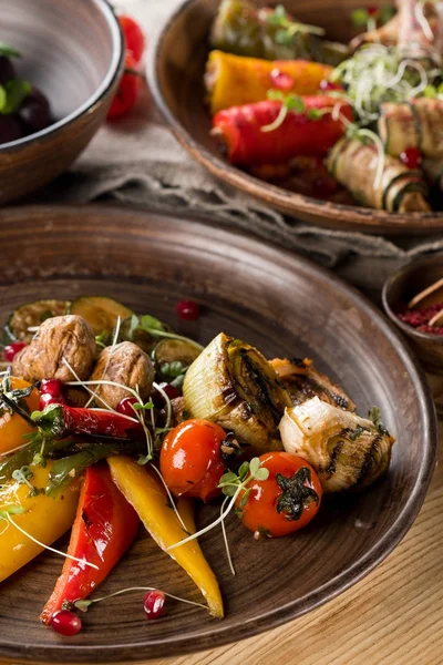 Grilled Vegetables Plates Close — Free Stock Photo