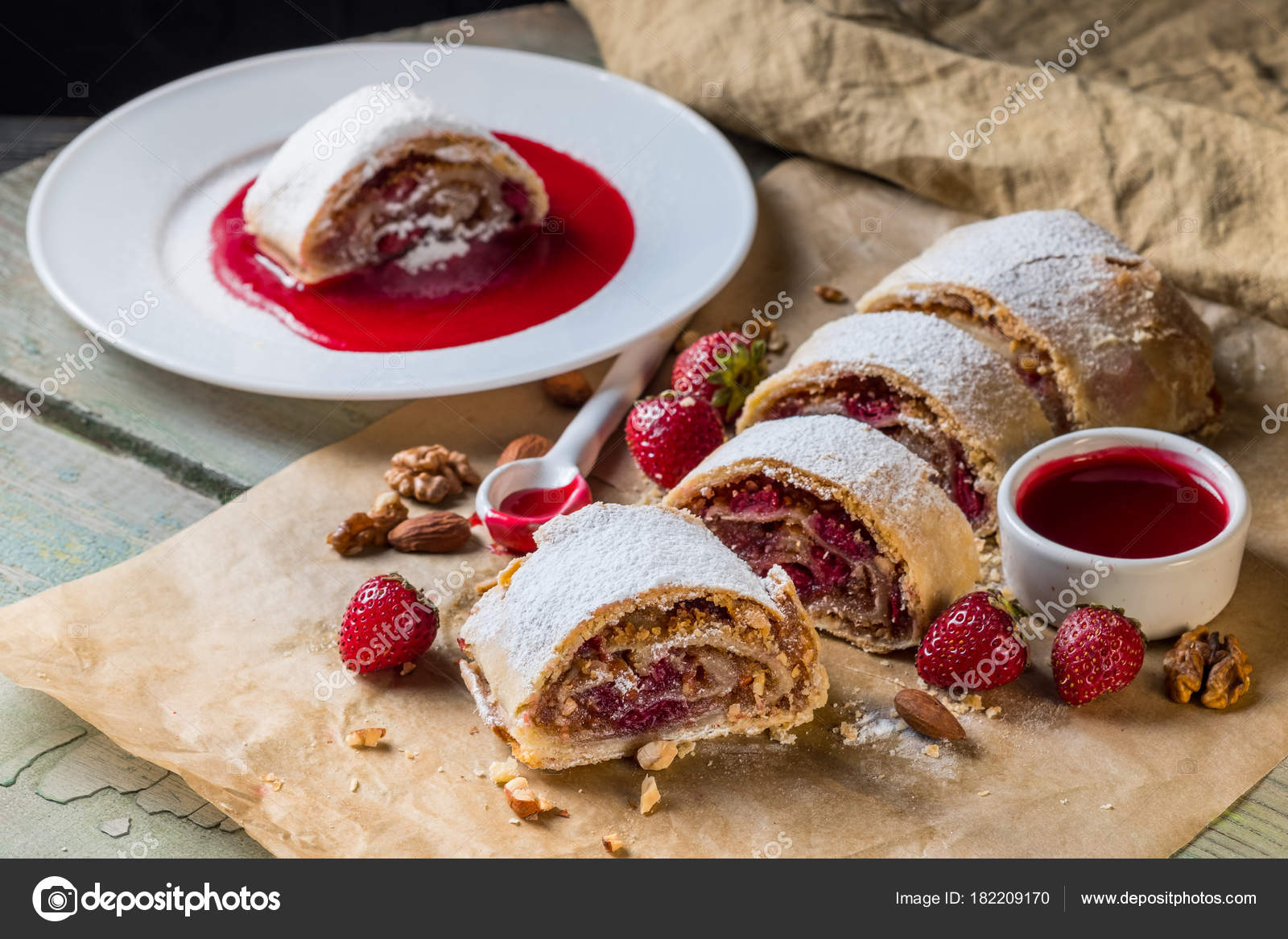 cherry puff pastry strudel
