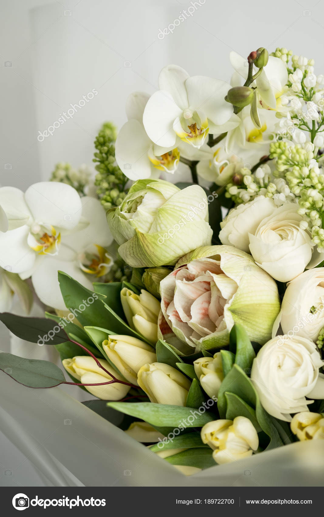 Gros Plan Beau Bouquet Fleurs Printemps Colorés Sur Fond