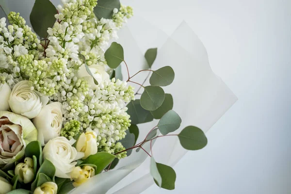 Vacker Bukett Färska Vårblommor För Semester — Stockfoto