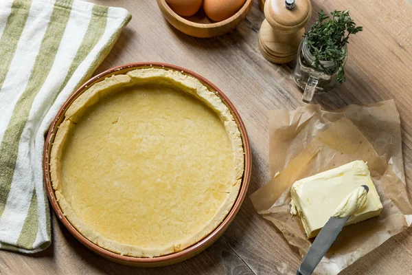 Photo Gros Plan Pâte Fraîche Pour Une Tarte Appétissante Dans — Photo