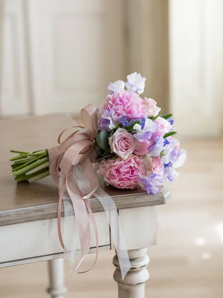 Foto Primer Plano Del Hermoso Ramo Bodas Con Flores Color —  Fotos de Stock