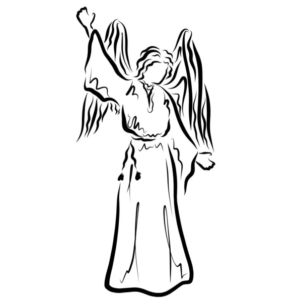 God\'s messenger, winged angel pointing up, full length