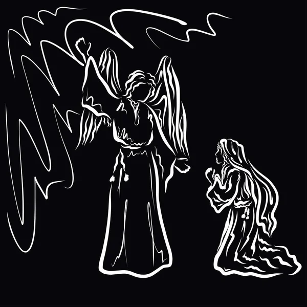 An angel, the messenger of God, appears to a praying woman