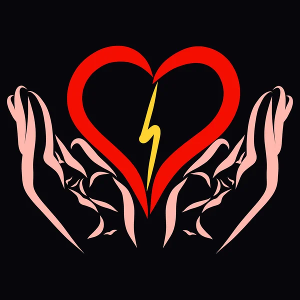 heart in hand and lightning in heart