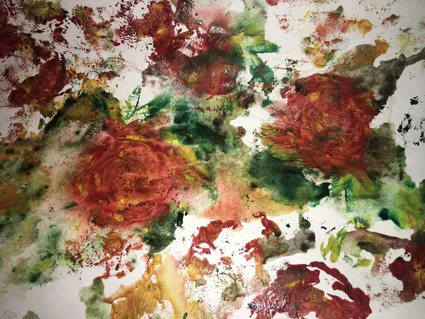 abstract roses painted with multicolor watercolor paint in grung