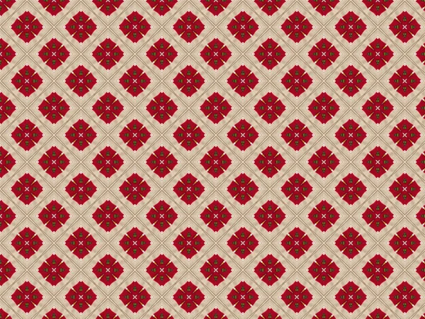 christmas snowflakes and hearts and stars and berries and leaf and cross made of felt and fleece red green decoration beads yellow coverlet plaid textile geometric decor vintage creative textured blanket background ornament wrapping