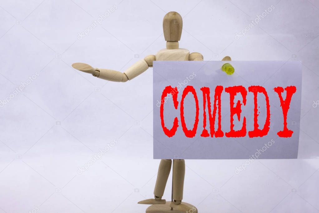 Conceptual hand writing text caption inspiration showing Comedy Business concept for Stand Up Comedy Microphone written on sticky note sculpture background with space