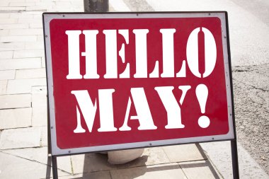 Kavramsal el Merhaba Mayıs gösterilen metin resim yazısı ilham yazma. Bahar. İş kavramı duyuru yol işaret arka plan ve kopya alanı ile yazılı suç hacker güvenlik önleme