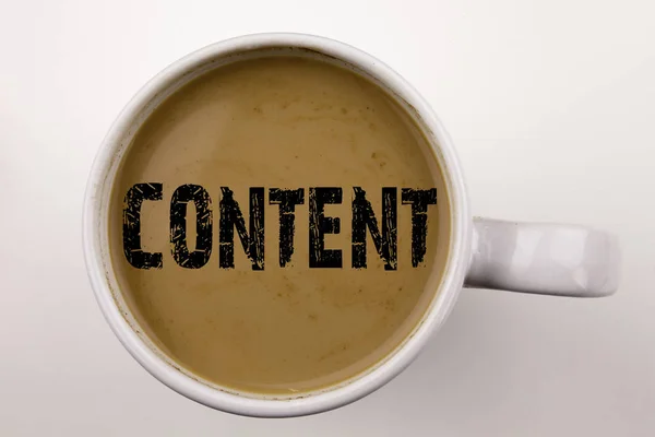 Word, writing Content text in coffee in cup. Business concept for Business to Success on white background with copy space. Black text with red word. — Stock Photo, Image